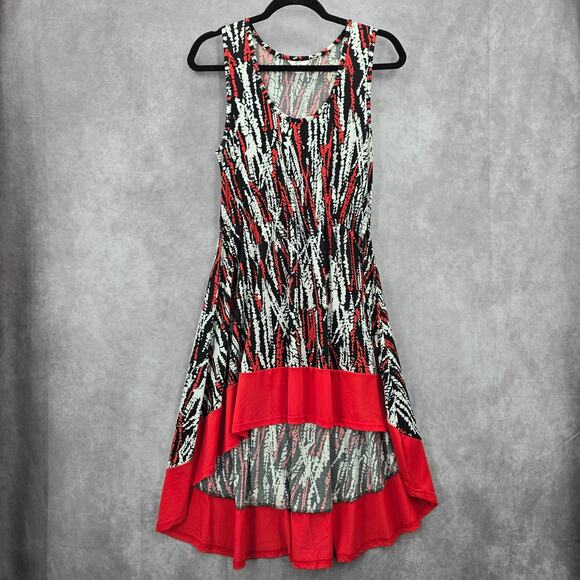 5th & Love Black Red Print High Low Sleeveless Flare Dress Extra Large XL - Picture 1 of 8